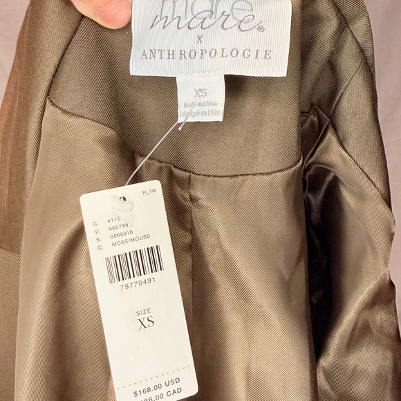 Mare Mare x Anthropologie NWT Tie Blazer XS Moss Professional Workwear Belted - Picture 4 of 6